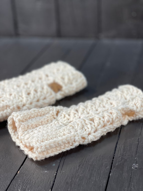 white crochet gloves, handmade gloves, crochet wo… - image 3