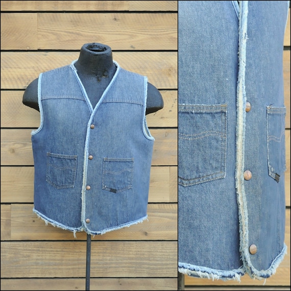 XL, shearling vest, vintage denim vest, vegan vest