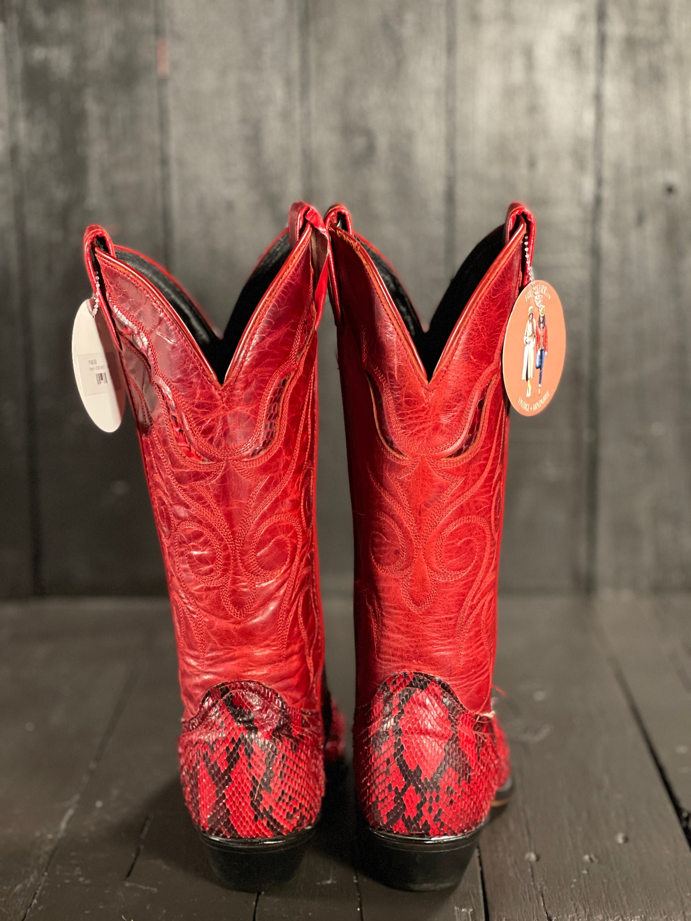 Red snakeskin shop boots womens