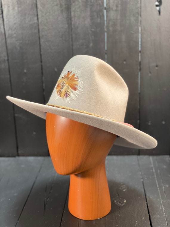 Size medium, felted wool hat, white cowboy hat, w… - image 1