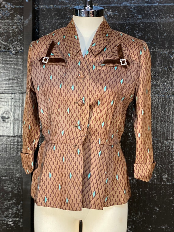 Size Medium, 1940s clothes, silk clothes, 1940s c… - image 3