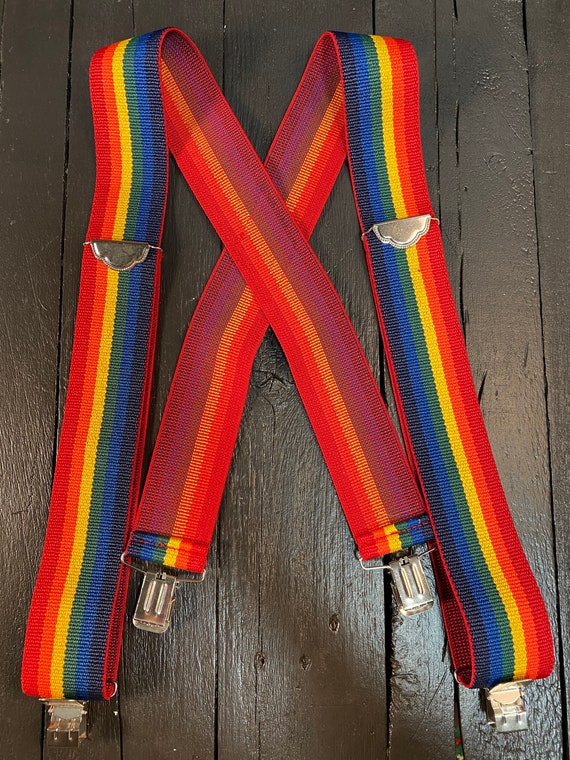 rainbow suspenders, cotton suspenders, mens garte… - image 2