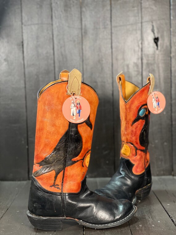 Womens Us 7 Custom Made Boots Hand Painted Boots Custom Etsy