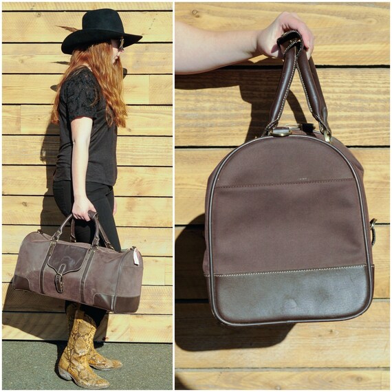 Bellino leather canvas duffel bag, leather duffel