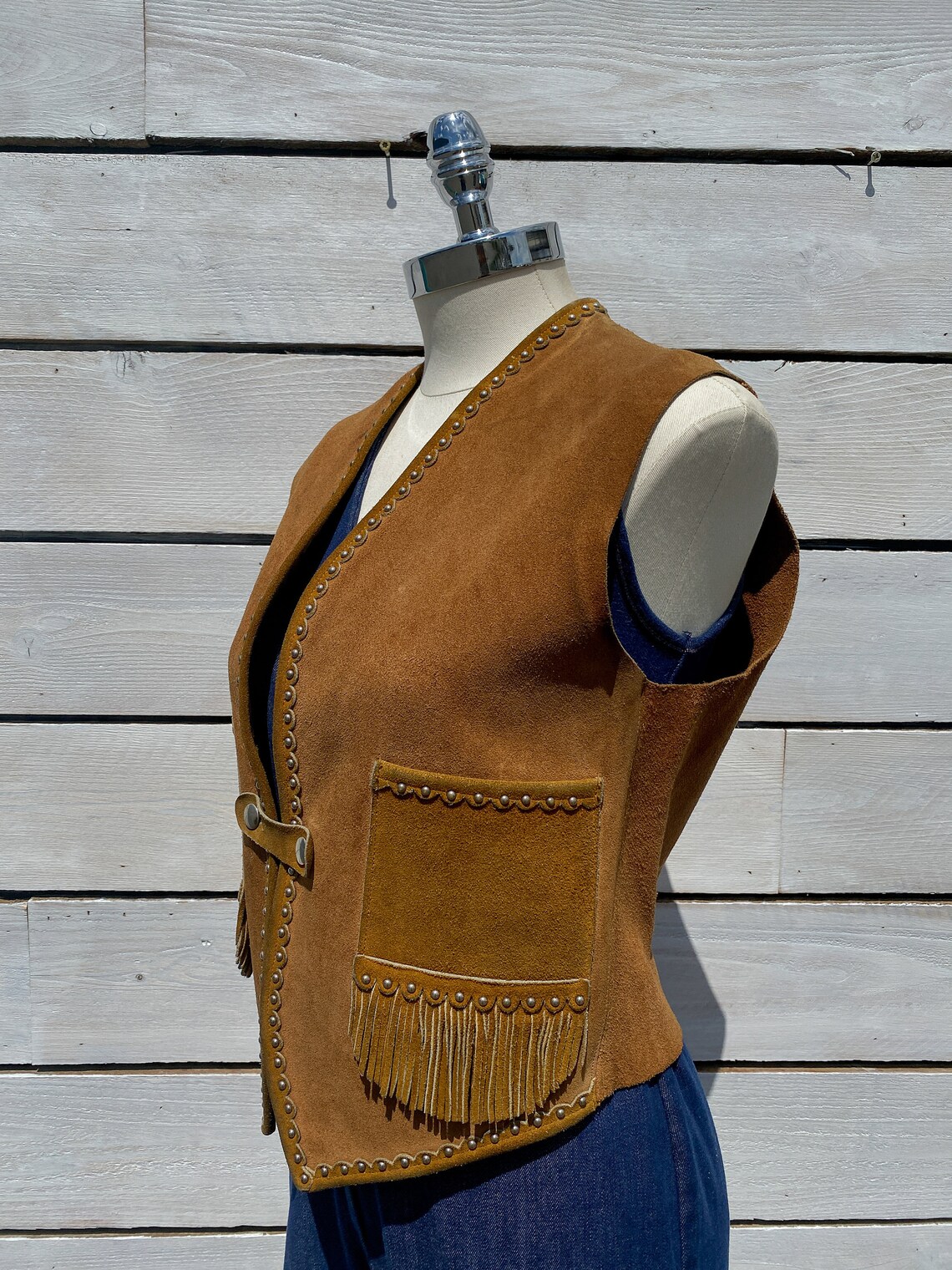 Small 1940s boho vest womens vintage vest brown leather Etsy