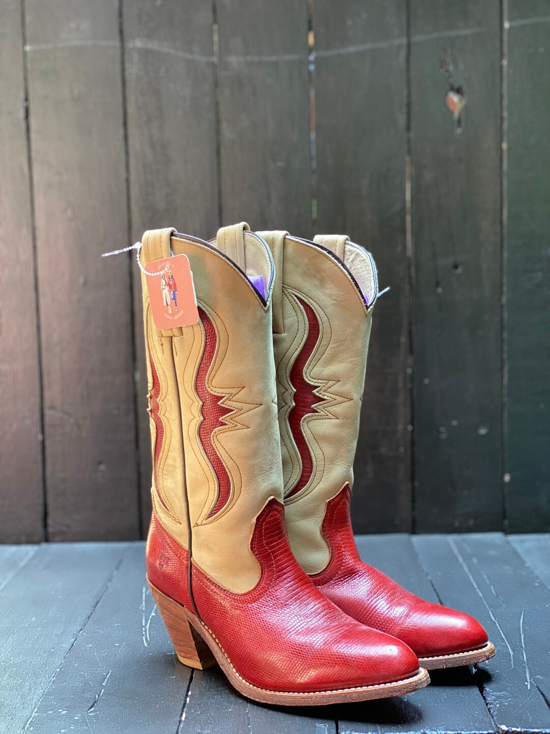 Womens Us 7.5 Red Cowgirl Boots Vintage Cowgirl Boots - Etsy