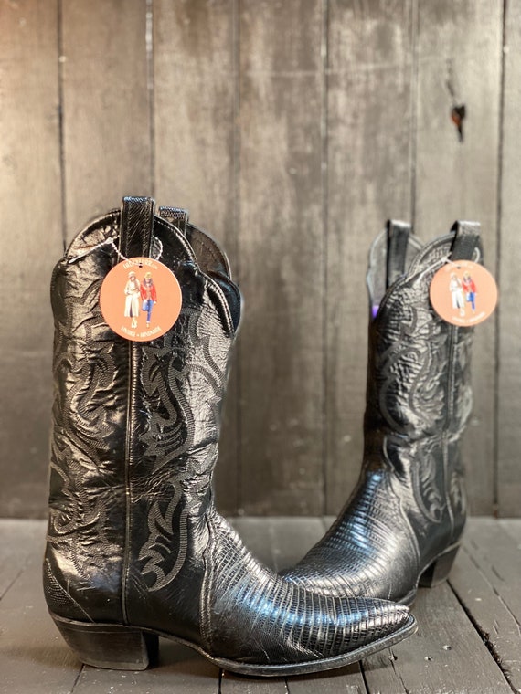 Womens US 9.5, Tony Lama Boots, Black Cowgirl Boots, Snip Toe Boots, Womens Western Boots, Vintage Cowgirl Boots, Free USA Shipping