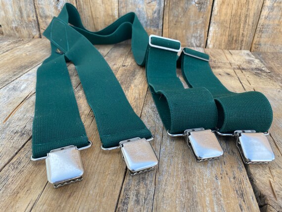 mens suspenders, green suspenders, vintage suspend