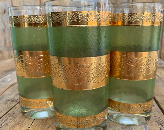 9 Drinking Glasses, 1960s Pint Glasses, Retro Pint Glasses, Vintage