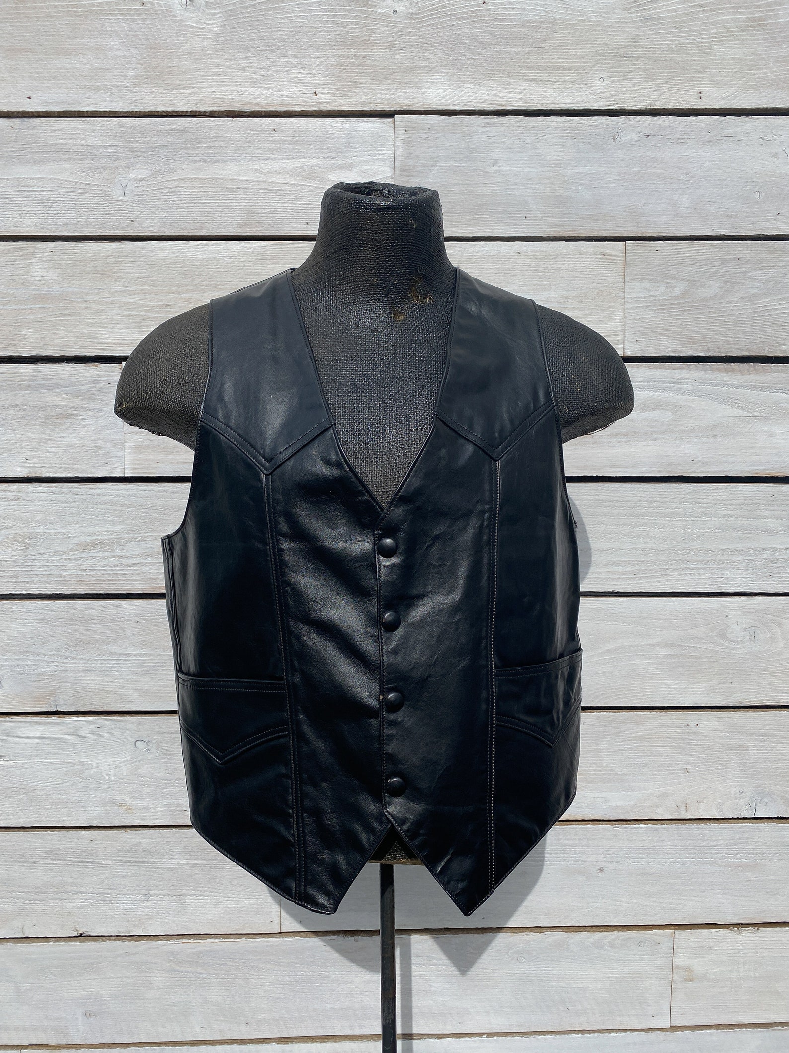 XL vintage biker vest black motorcycle vest leather biker | Etsy