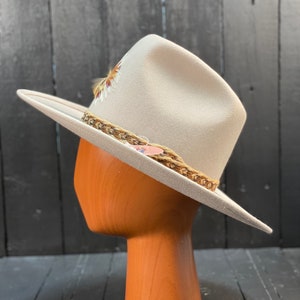 Size medium, felted wool hat, white cowboy hat, wool cowboy hat, custom western hat, custom cowboy hat, custom cowgirl hat, FREE USA SHIPPIN image 3