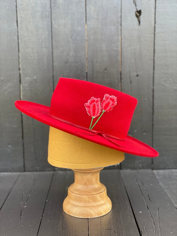 Maat Klein bont vilten gemaakte hoed rode - België