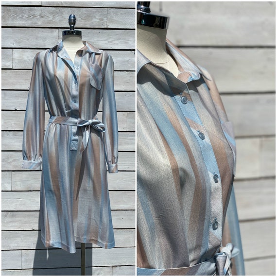 medium vintage shirtdress, striped shirtdress, 197