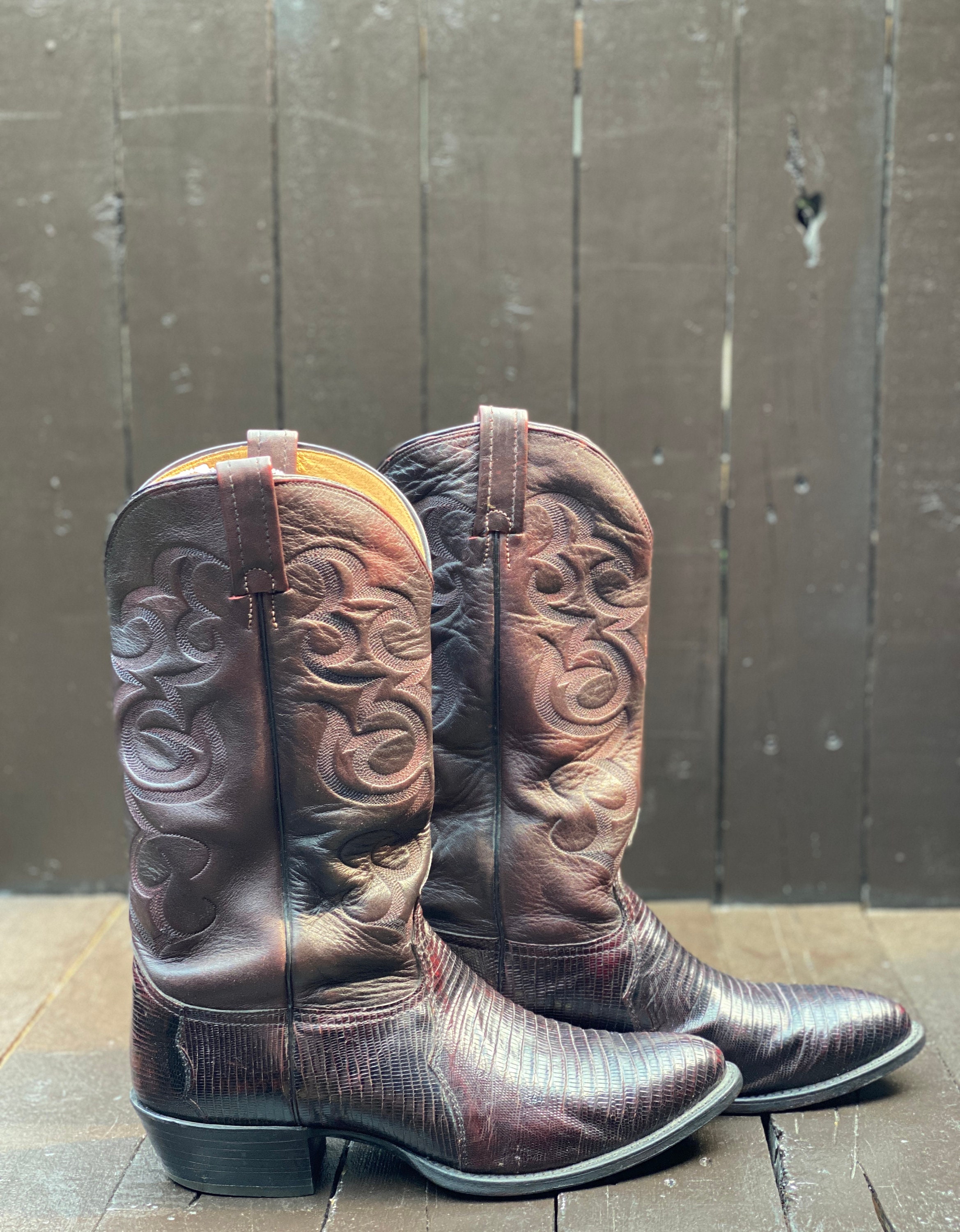 Mens Us 10.5EE Nocona Boots Lizard Skin Boots Pointed Toe Boots Brown Cowboy Boots Mens Western Wear FREE USA SHIPPING Etsy UK