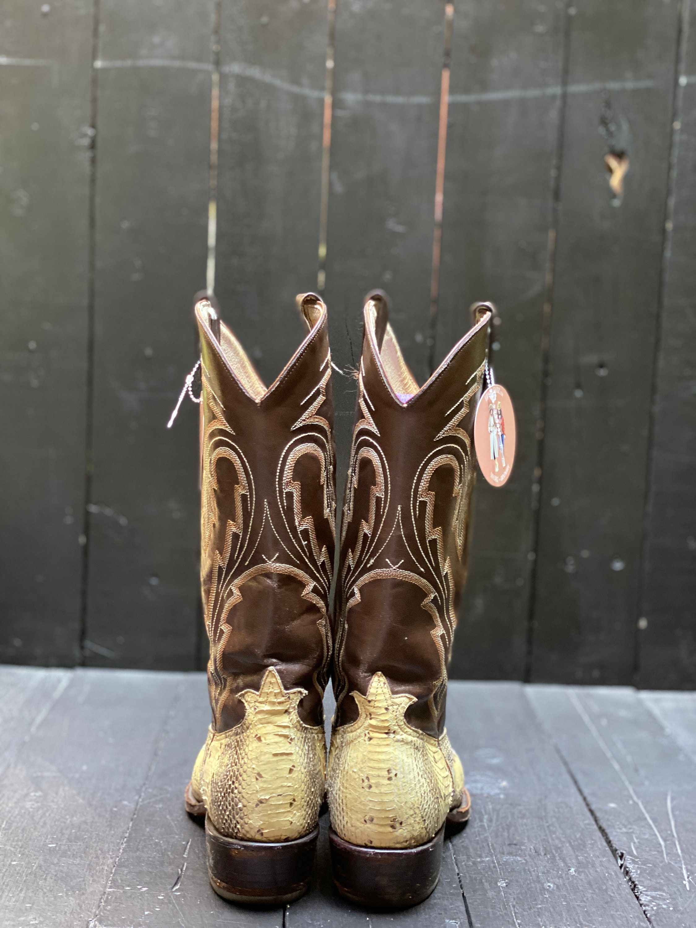 Mens Us 8.5 Custom Made Boots Snake Skin Boots Brown Cowboy