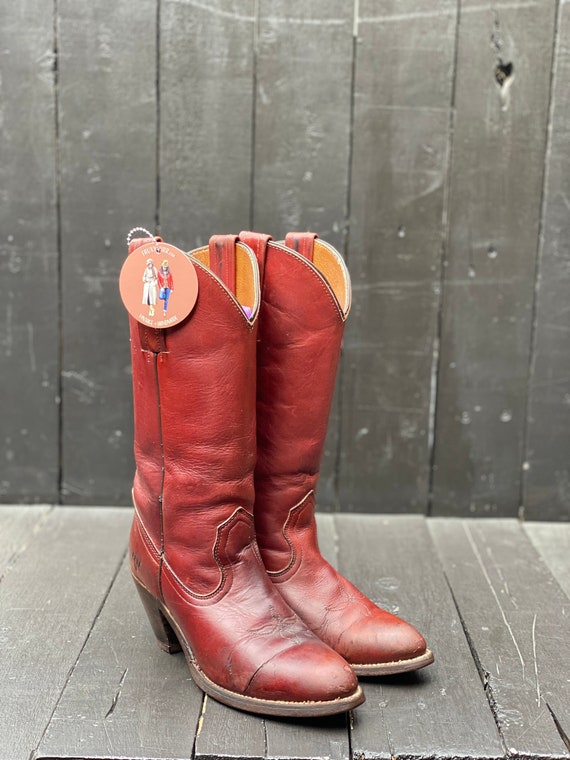 Womens Us 7, red cowgirl boots, frye boot, vintage