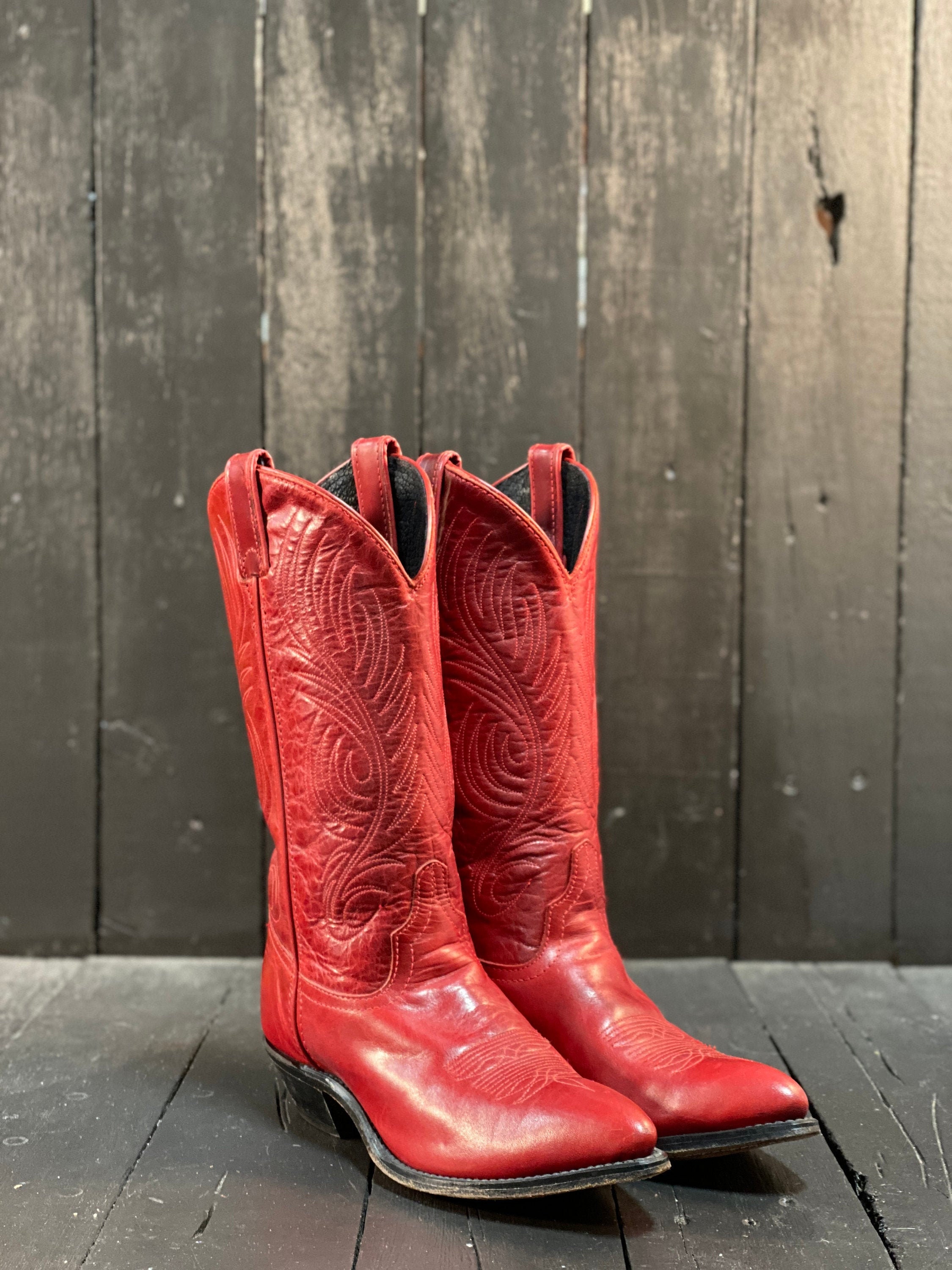 Knee high top red cowgirl boots