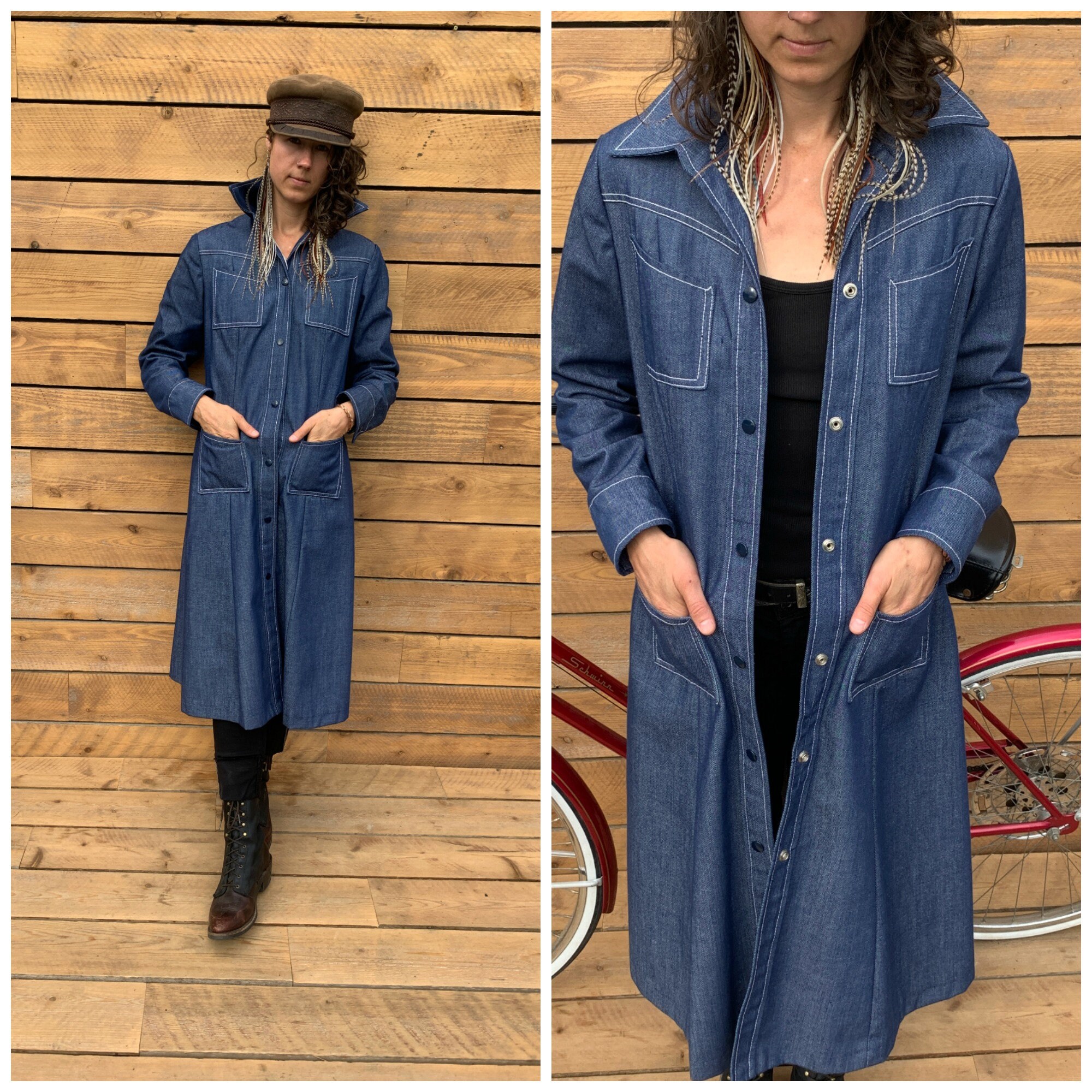 Medium denim duster long denim jacket western duster Etsy