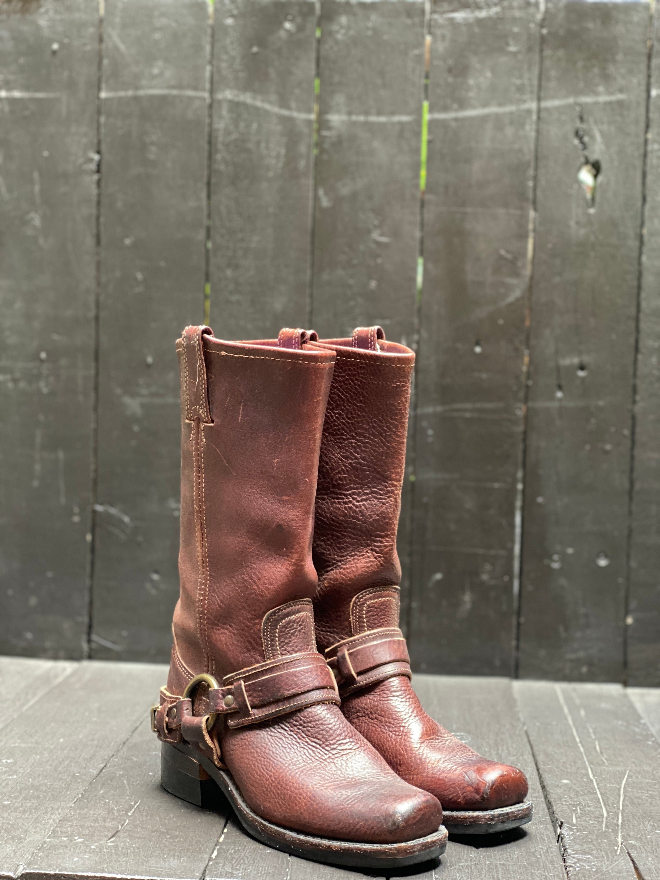 Size 6.5 Womens Western Wear Square Toe Boots Vintage Frye Boots Vintage Leather Boots Harness Boot FREE USA SHIPPING Etsy India