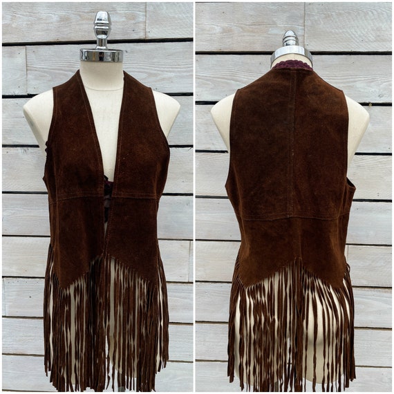 Med, 1960s fringe vest, suede fringe vest, FREE US