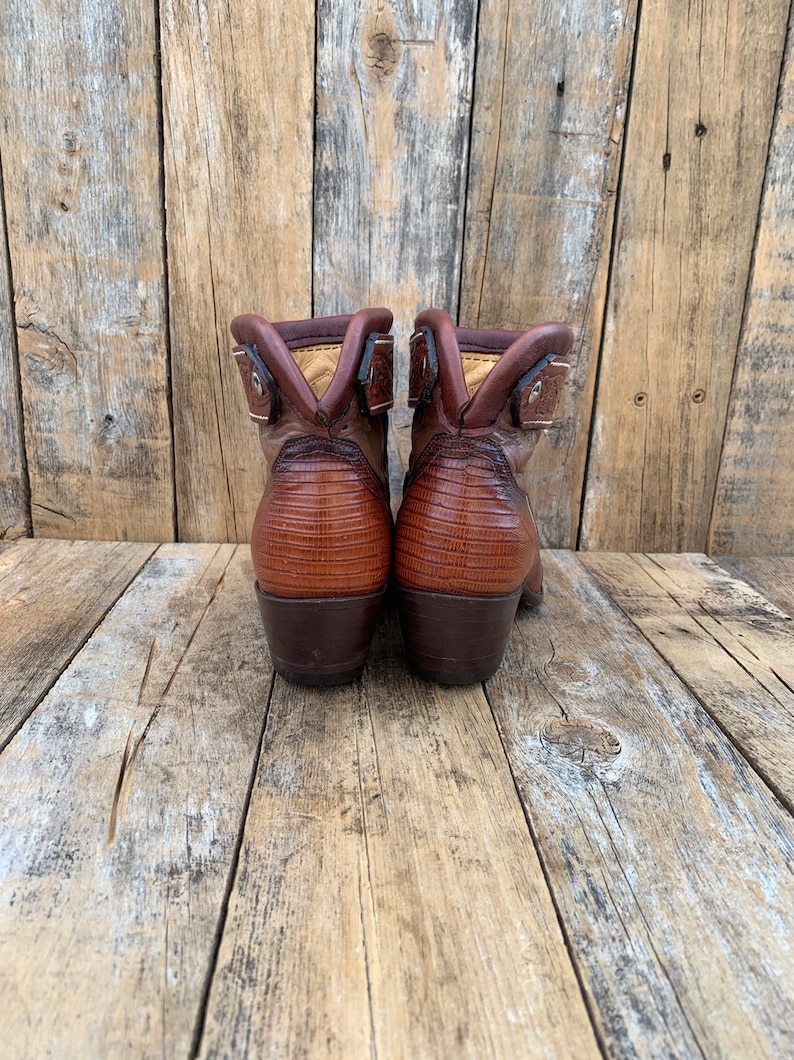 Us 8.5 excellent condition vintage cowboy boots lizard skin ankle boots custom made boots FREE SHiPPiNG