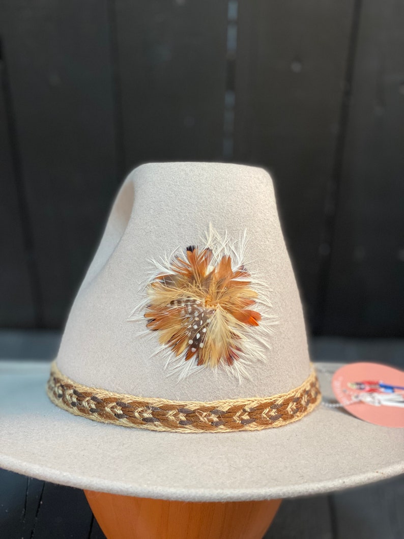 Size medium, felted wool hat, white cowboy hat, wool cowboy hat, custom western hat, custom cowboy hat, custom cowgirl hat, FREE USA SHIPPIN image 7