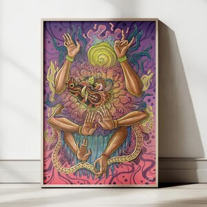Balinese Style Artworks "Bertangan Enam" Digital Illustration
