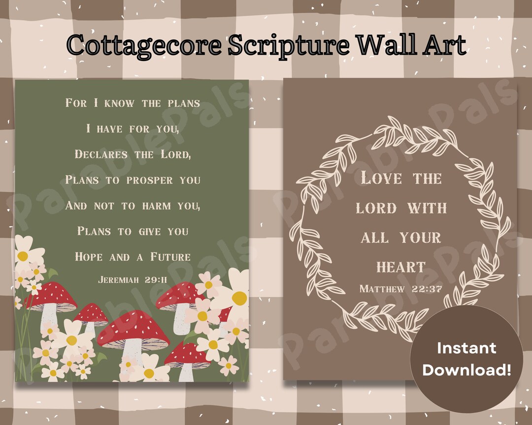 Cottage Scripture Image Cottagecore Scripture Wall Art Bible Posters Nature Nursery Decor Cute ...