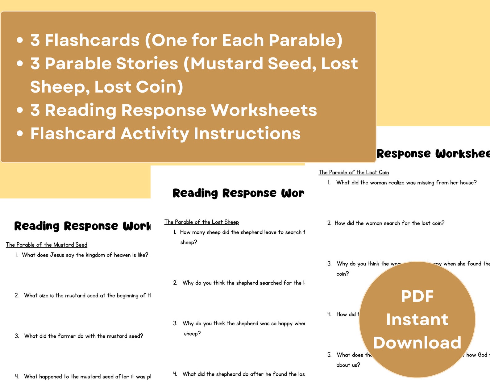 Parable Lessons & Worksheets: Bible Activity Flashcards (digital ...