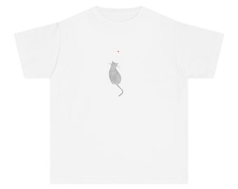 Kat en puntlichte jager Geschilderde kattenjongens-T-shirts Kleine grijze kattenbaby-t-shirts
