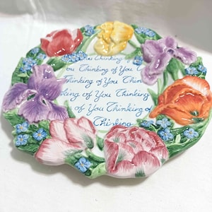 Thinking of You Canape Plate from Fitz & Floyd Spring Bouquet Collection -- Spring Flowers, Friendship, VINTAGE NEW in Box Discontinued