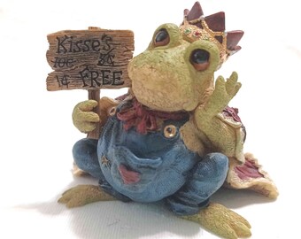 Boyds Bears Frog Figurine, Wee Folkstone Prince, Vintage Numbered