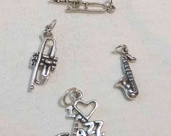 Tuba Charm Sterling Silver for Music or Band Themed Jewelry Designs