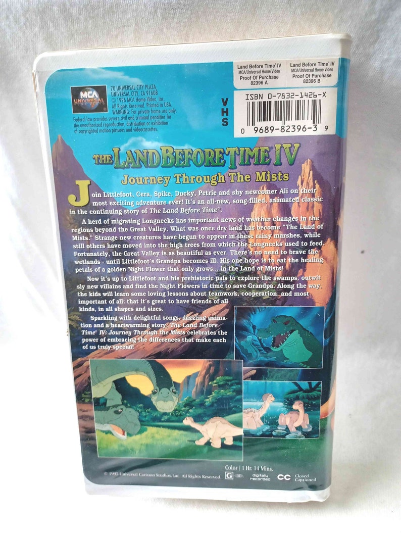 VHS Land Before Time IV Journey Through the Mists 1995 82396 MCA