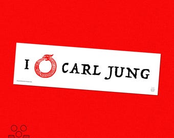 I [Love] Carl Jung · Bumper Sticker 11x3" · Absurdist funny esoteric bumper sticker · Jungian humor · Philosopher C.G. Jung