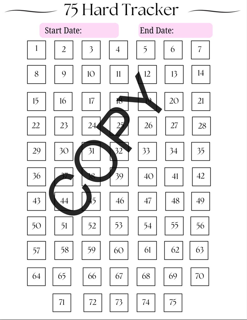 PRINTABLE 75 HARD CHALLENGE TRACKER FREE visual data 2