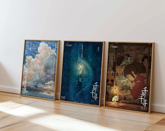Spirited Away Poster Bundle | Best Sellers | 3 Piece Set | A Studio Ghibli & Hayao Miyazaki Production | Chihiro | Aesthetic Anime Prints