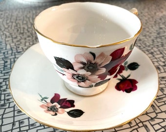 Queen Anne 8302 Rose Cup and Saucer Set