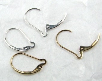 Gold or Sterling Silver Leverback Earring for Ear Charms