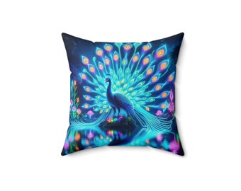Levendig Peacock Square Pillow-meerdere maten en kleuren