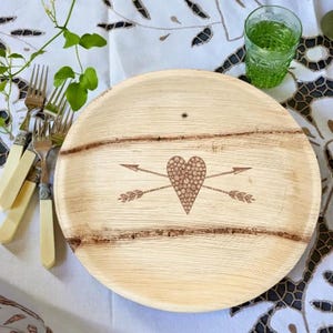 Disposable Palm Leaf Plates, Wedding Plate, Compostable Dinner Plates, Rustic Dinnerware – Stone Heart Design