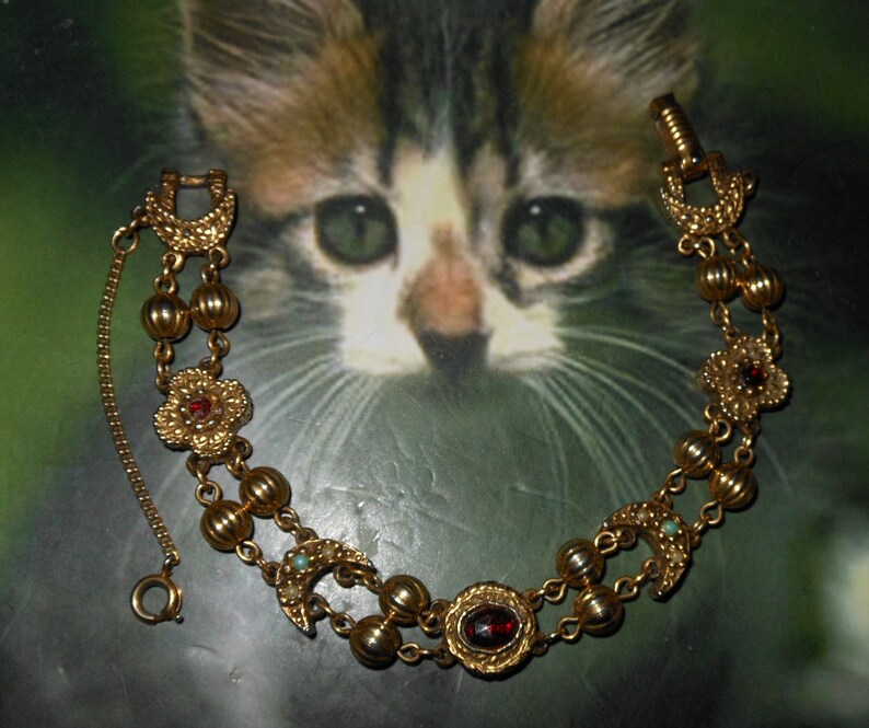 Vintage Costume Jewelry Bracelet Rhinestones N Beads Etsy