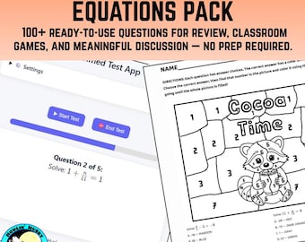 Lösen von Two Step Equations Pack | Digitale Spiele, Rückblick, Kurz Antwort Algebra 1