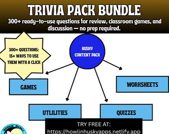 Middle School End of the Year Trivia Pack Bundle 300+ Questions | Digital Review Games & Questions | Worksheet