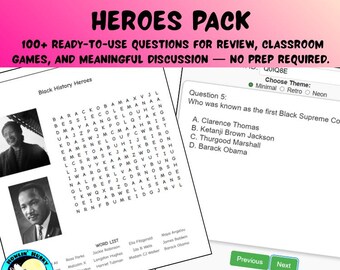 Schwarzes Geschichtspaket | Spiele, Mehrfachauswahl, Diskussion, Quizze gr. 4.- 6