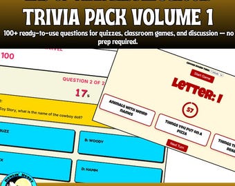 Middle School End of the Year Trivia Pack | Digital Review Games & Questions | Worksheet