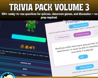 Middle School End of the Year Trivia Pack Vol 3 | Digital Review Games & Questions | Worksheet