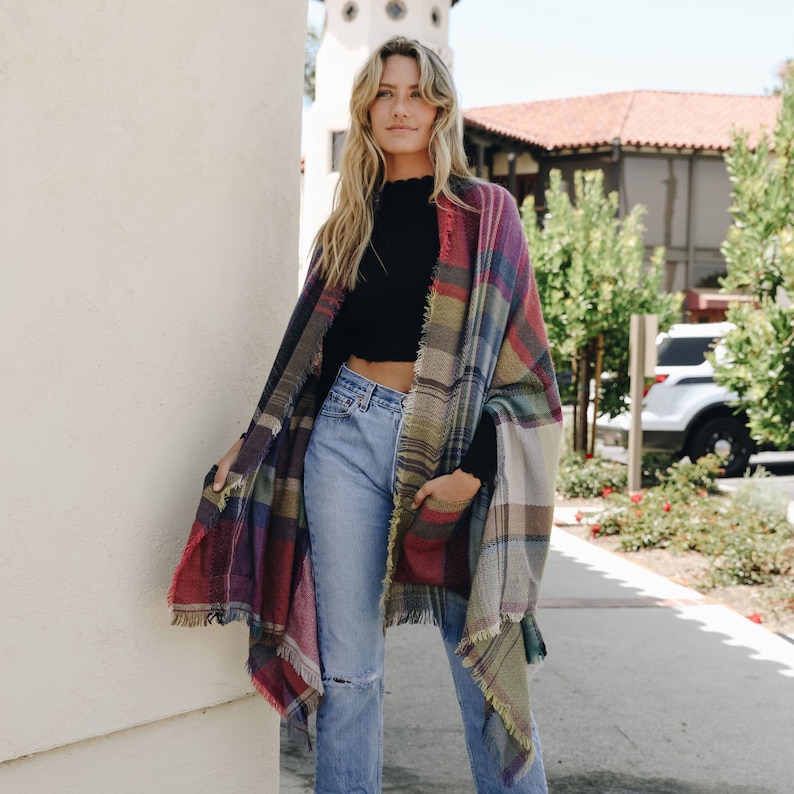 Multicolor Pocket Ruana, Lightweight Ruana, Ruana Poncho - Etsy