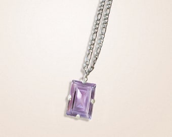 Swarovski crystal  18X13mm  rectangular step cut pendant necklace light amethyst