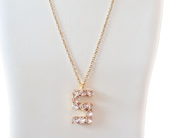 Swarovski crystal  pendant necklace number Five, clear crystal,yellow gold plated
